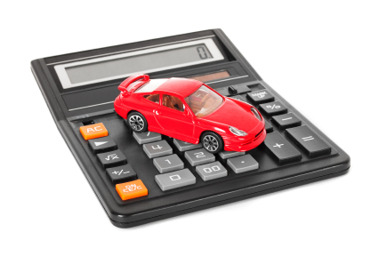 Calculator and red toy car